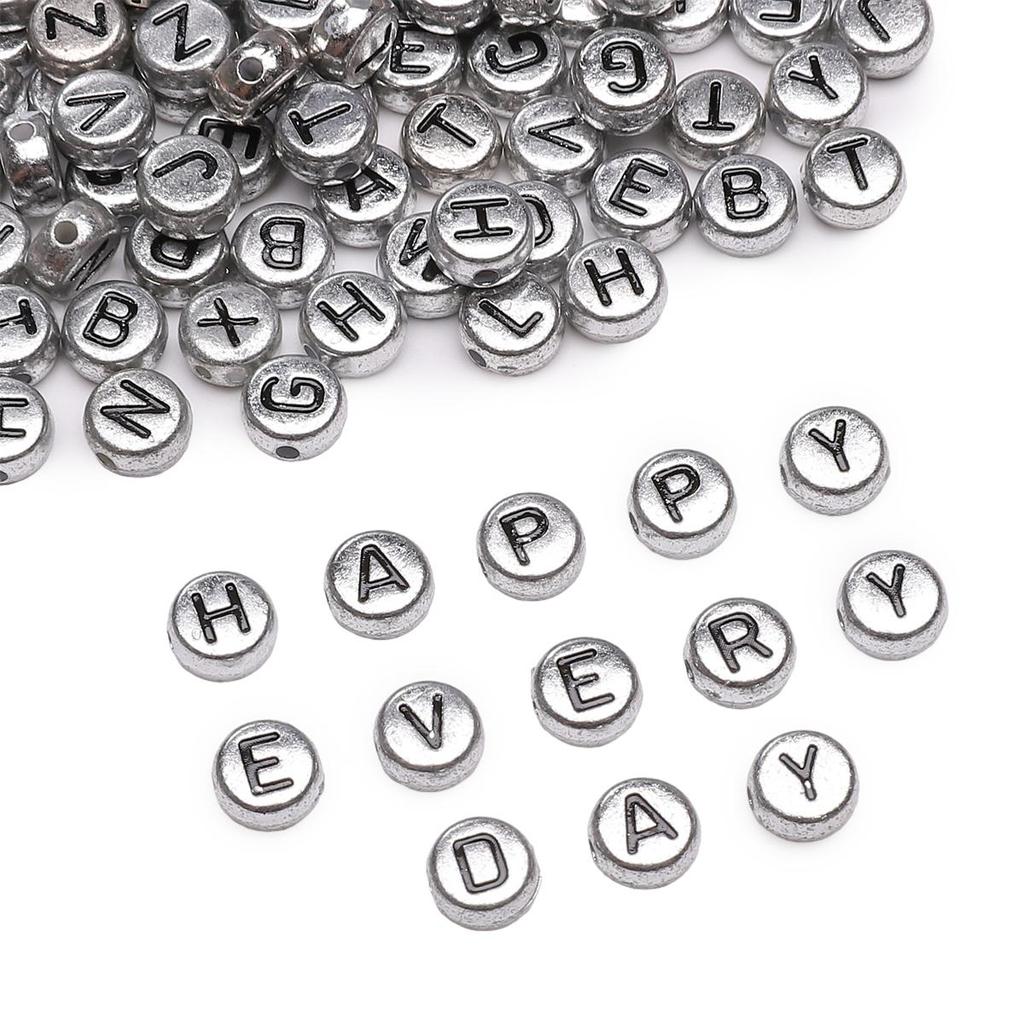 50Pcs Acrylic English Letter Beads For DIY Necklace Bracelet Earrings Jewelry Making Craft Accessories