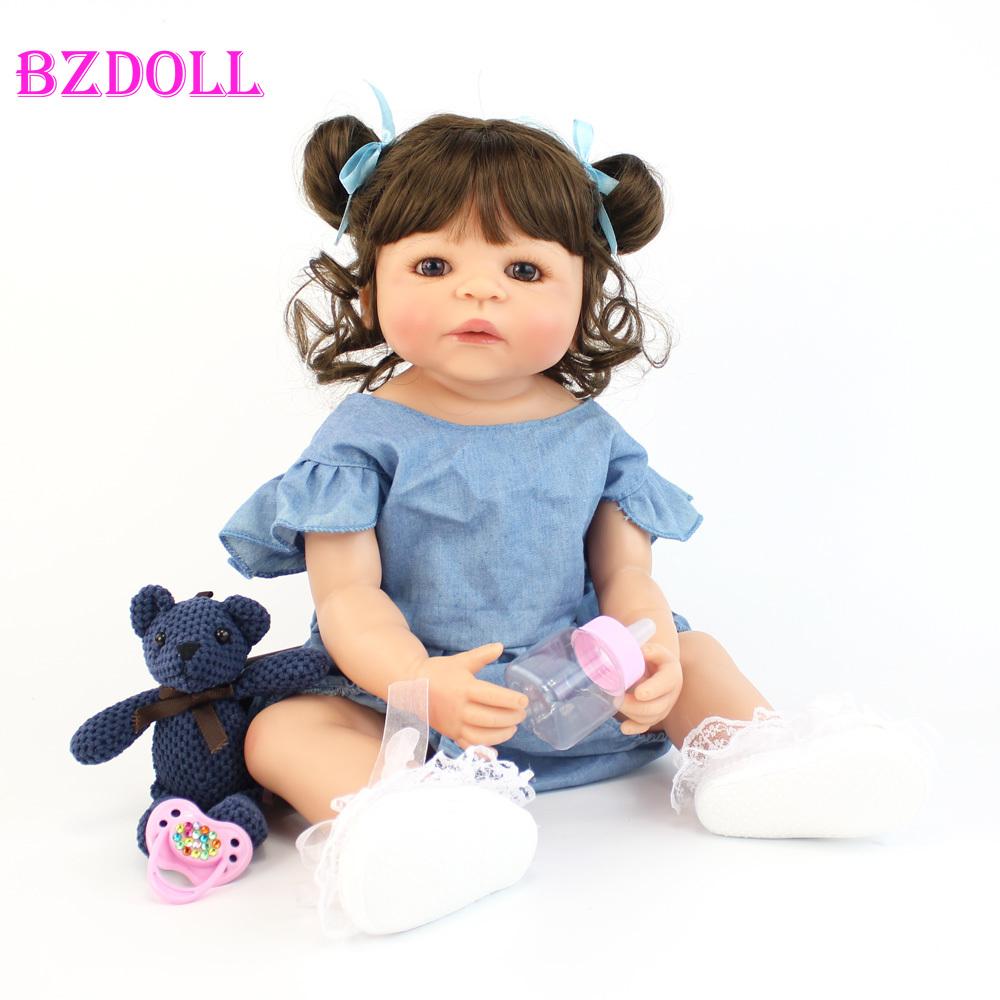 BZDOLL 55cm pełna silikonowa lalka Bebe Reborn realistyczne miękkie winylowe księżniczka jednorożec dzieci dziewczyna zabawka do kąpieli prezent urodzinowy dla dzieci