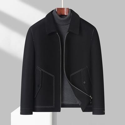 Autumn and Winter New Men's Woolen Jacket Business Casual Series Bright Line Zipper Jacket Men's Middle-aged and Young Woolen Jacket