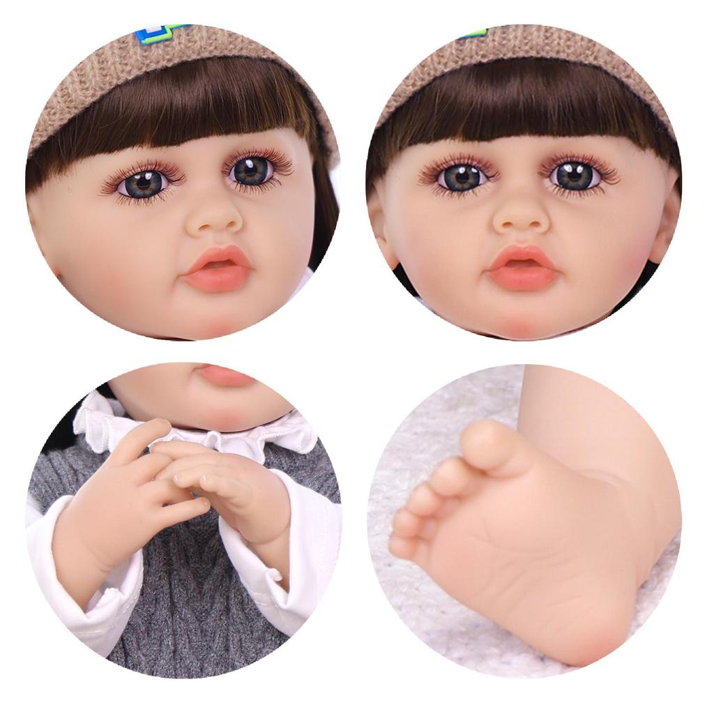 kEIUMI Full Silicone Vinyl 22 Inch Reborn Baby Doll Realistic Skin Look Like Newborn Girl Toys Children Gift