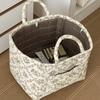 Floral Fabric Storage Basket With Foldable Handle For Home Organization And Gift Use
