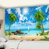Tropical Beach Tapestry Hawaii Sea View Wall Hanging Natural Landscape Tapestry Aesthetic Bedroom Living Room Home Dorm Decor