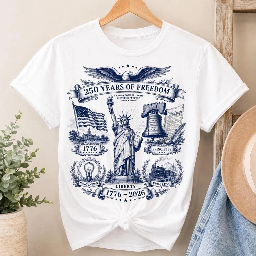 Vintage 250 Years of Freedom Shirt USA 250th Anniversary Tee Retro American S