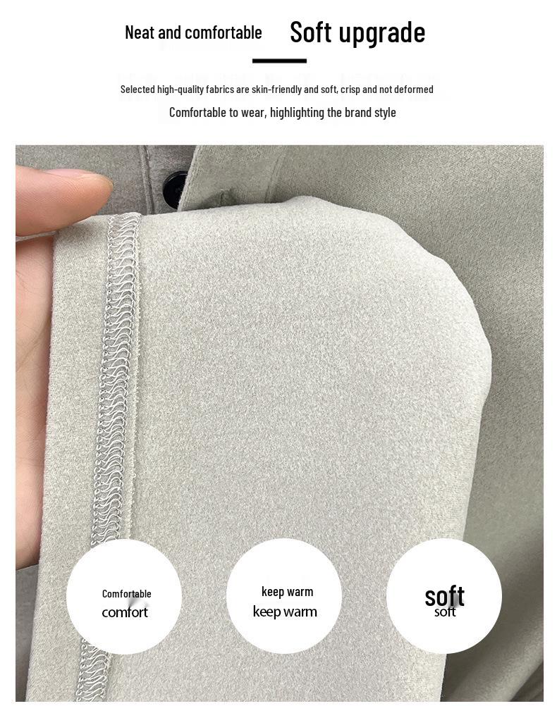 Men's German Velvet Two-Button Hoodie: Double-Sided, Chinese Style, Warm and Thickened, Autumn/Winter Casual Base Layer.