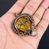 Tiger's Eye 999 Copper Wire Wrapped Pendant, Handmade Gemstone Pendant , Gift For Mom Antique Jewelry