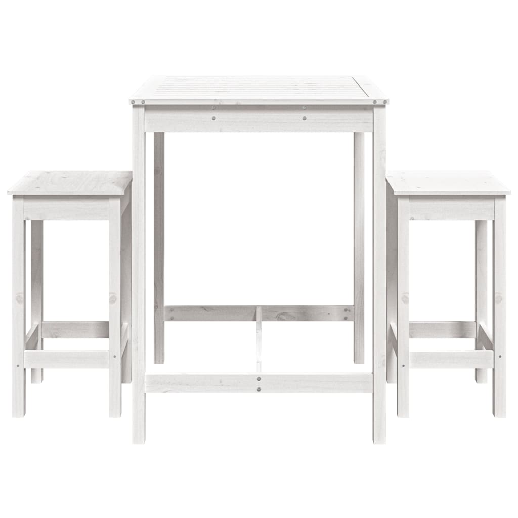 Vidaxl 3-Cz. White Pine Wood Garden Bar Furniture Set
