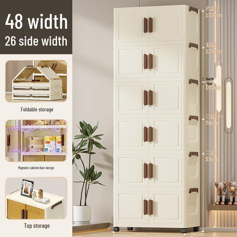 Foldable Multi-layer Storage Cabinet: No-Install Wardrobe for Living Room, Toys, Snacks