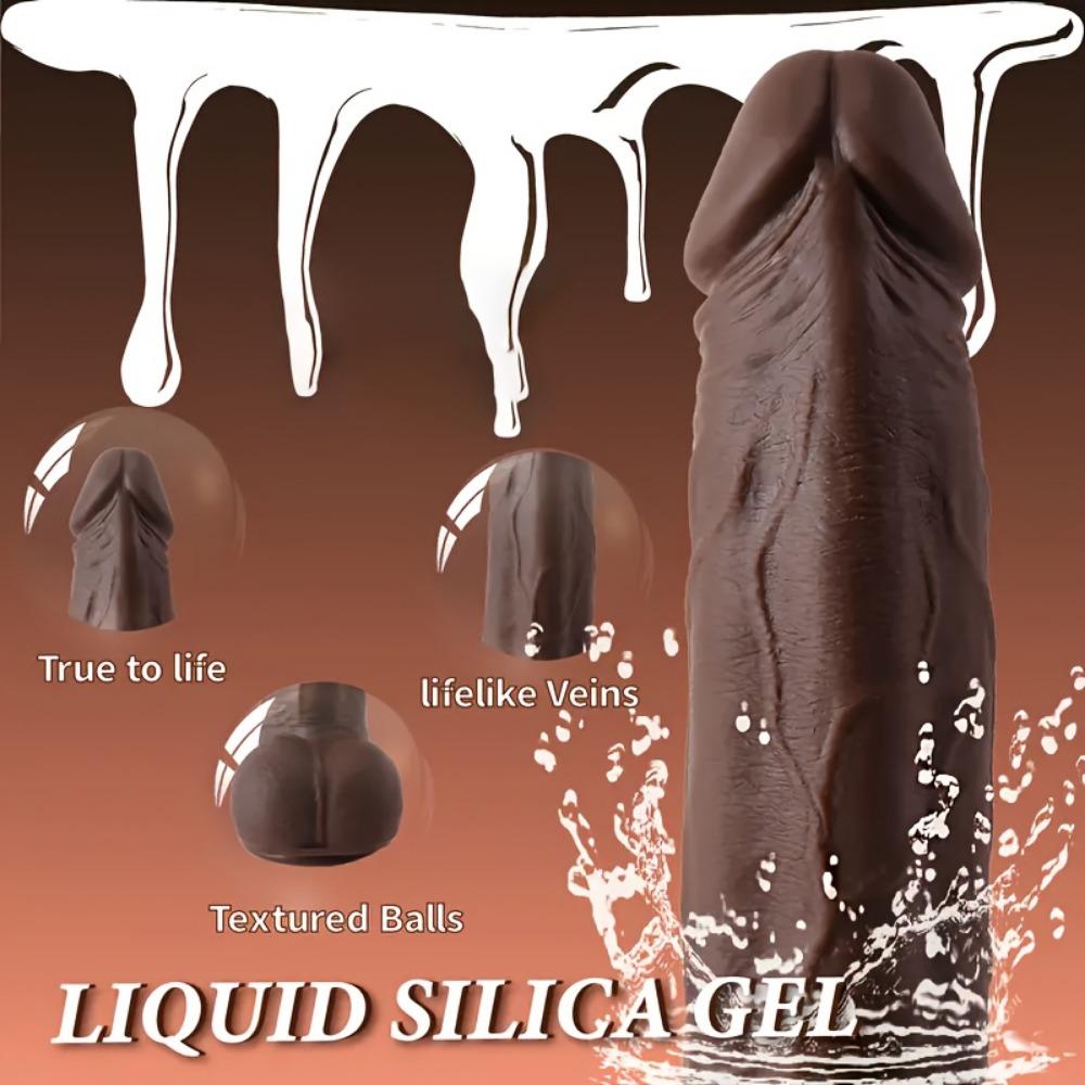 1 Thrust Vibrating Dildo - Rotating and Heating, 9" Realistic Coffee Color Retractable, 10 Rotation/Vibration Modes, for Women and Couples