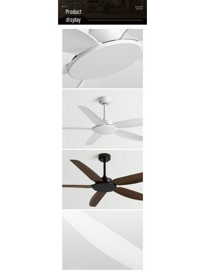 Nordic High Power Ceiling Fan with Inverter - No Light, Retro Design for Restaurants and Living Rooms.