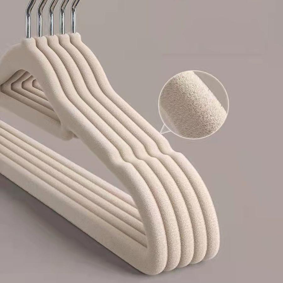 10PCS Flocking Clothes Rack Thickened Non-slip and Non-marking Hangers Storage Rack Household Wet and Dry Drying Racks