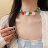 Dopamine Style Satin Cloth Flower Choker Collarbone Choker Summer Clavicle Chain  Gift