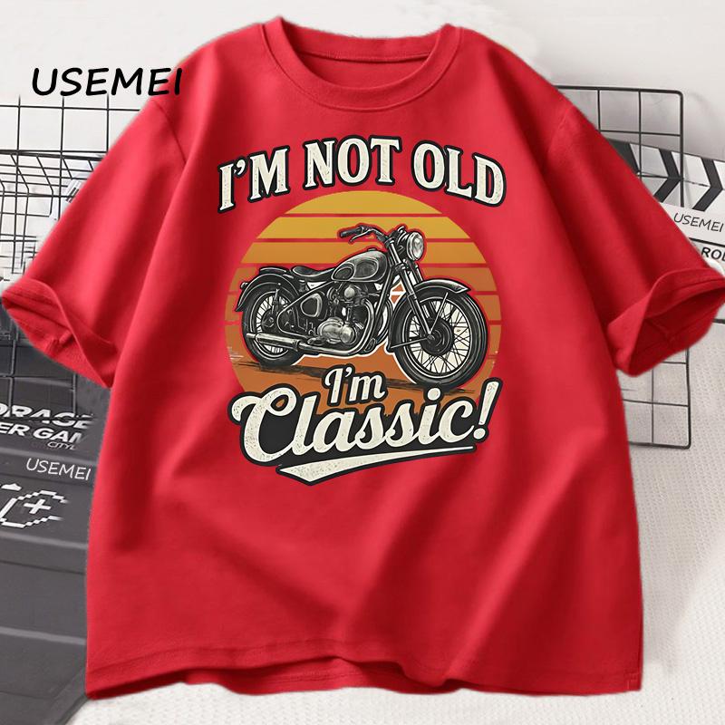 Vintage Motorcycle T Shirt Men Retro Motorcycle Graphic Tee Short-Sleeved Comfortable Soft Loose Tee Trend Street Cotton Tops