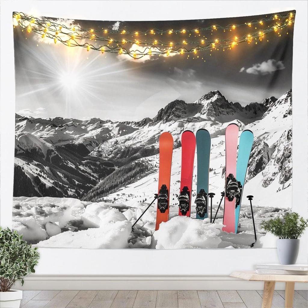 Snow Mountain Scenery Tapestry Extreme Sport Tapestry Skiing Travel Tapestry Home Living Room Dorm Bedroom Decoration Tapestries