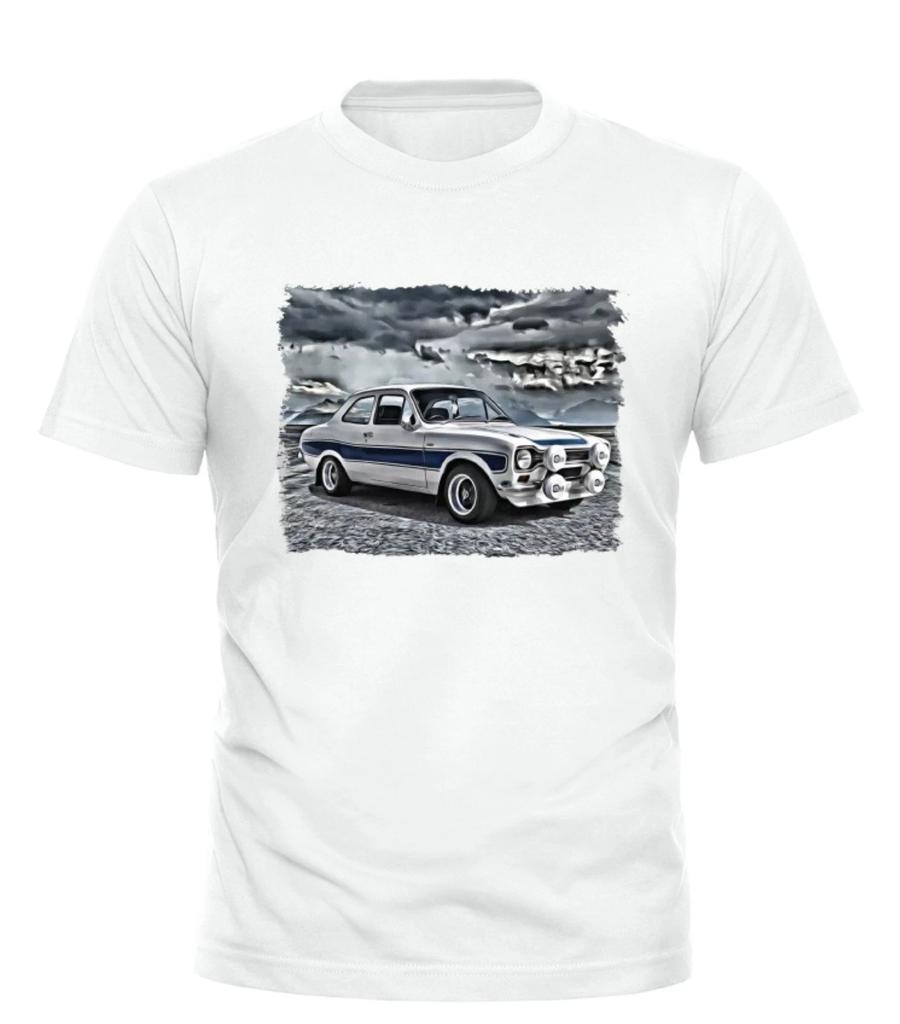 Koszulka z nadrukiem Vintage Retro Samochód Ford Escort MK1 Projekt Escort MK1 Mexico Wszystkie Rozmiary