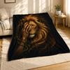 Lion Hand Vine Coral Fleece Blanket Nature Tattoo Style