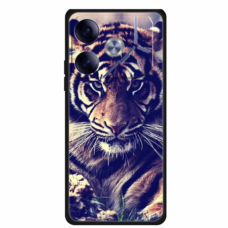 For Tecno Pova 6 Phone Case 6.78" Animal Black Silicone Soft Back Cover Cases For Tecno Pova 6 Case Pova6 Coque Funda Shockproof