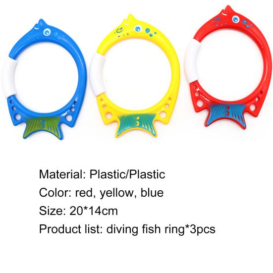 3Pcs Diving Fish Ring Cartoon Safety Plastic Swimming Pool Training Ring Underwater Rings