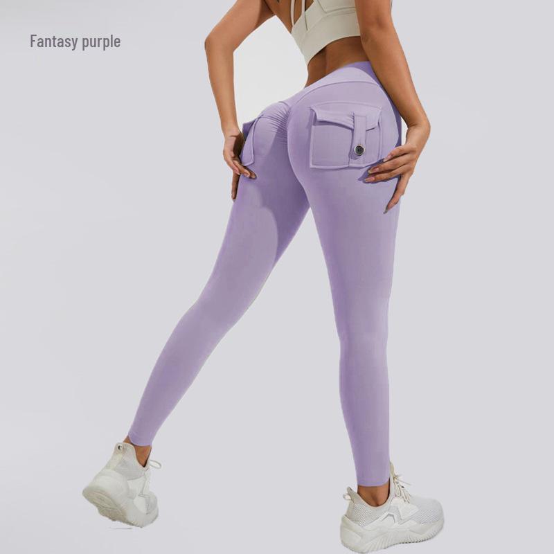 2024 Women's Peach Hip Yoga Pants with Pockets – Fitness Workwear Tights for Hip-lifting