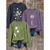 3Women's long-sleeved top (sold individually) T shirt suit | Dandelion letter print theme | Simple, minimalist, and artistic round-neck top | Elegant