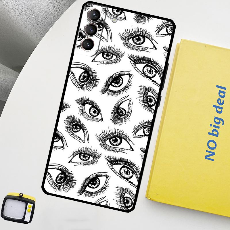 Scary Face Eyes Phone Case For Samsung Galaxy S25 Ultra S21 S22 S23 S24 Ultra S9 S10 S20 Plus S25 FE Cover