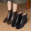 Krazing Pot Cow Skin Winter Thick Med Heels Chelsea Boots Basic Design Women Slip on Size 43 Street Wear Ankle Boots