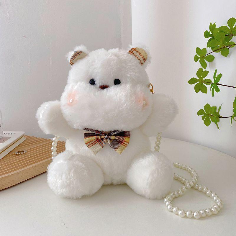 Cute Plush Bunny Mini Bag With Pearl Embellishments For Fashionable Women