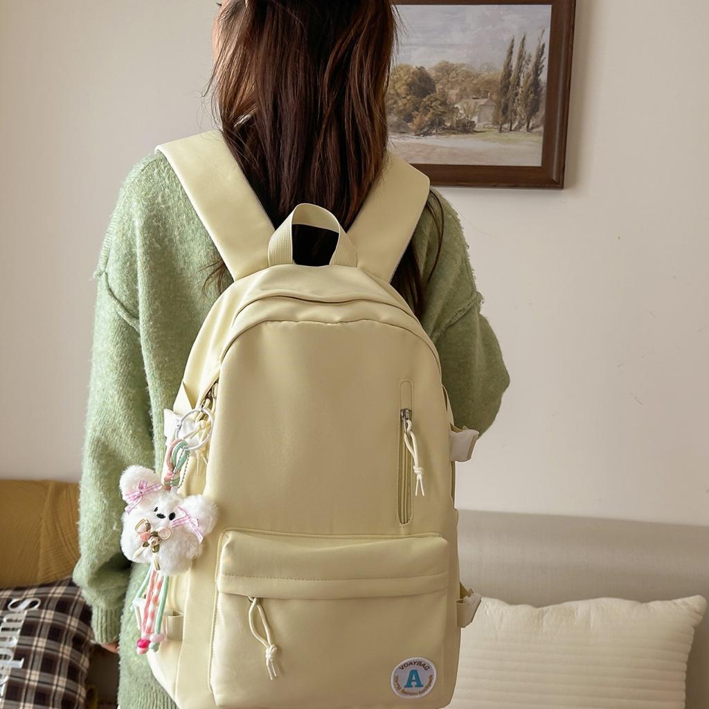 Schoolbag Mori girl bag solid color fashion schoolbag junior high school college student leisure travel simple backpack computer bag