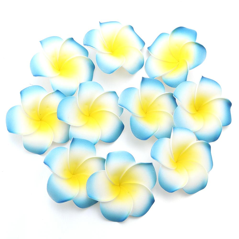 10pcs Foam Frangipani Flowers Colorful Hawaiian Aritificial Flowers Head For Home Wedding Party Hawaii Beach Vacation Gift Decor 5cm синий