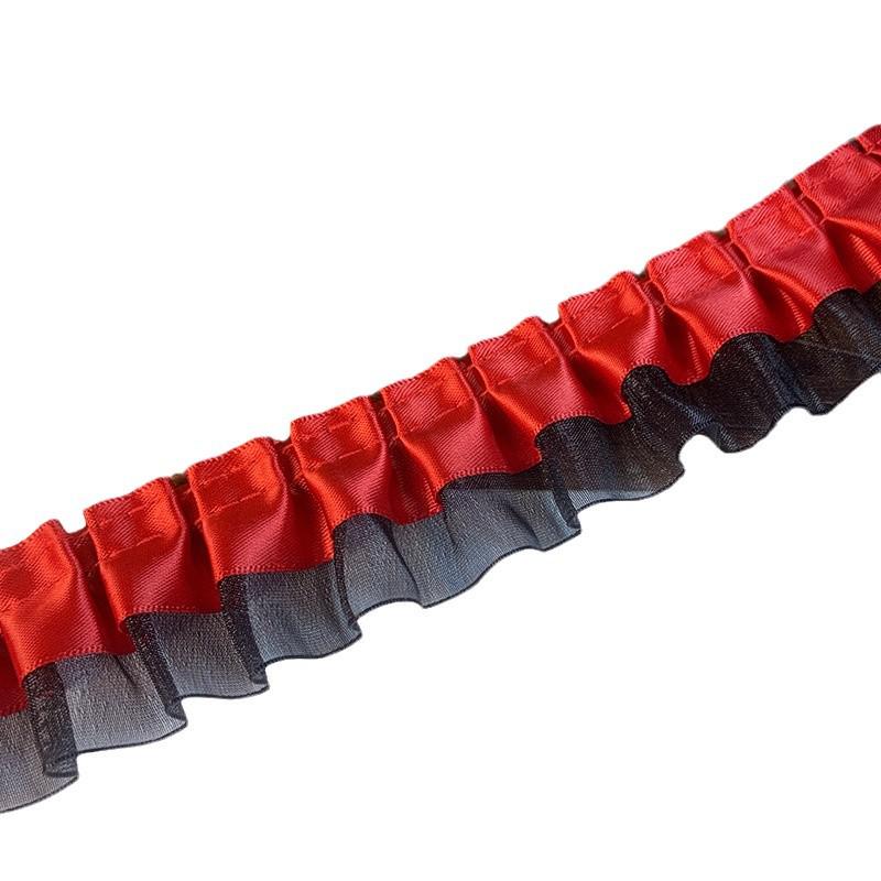Bordure en Dentelle Plissée Double Couche Premium Ruban de Soie pour Accessoires de Vêtement DIY