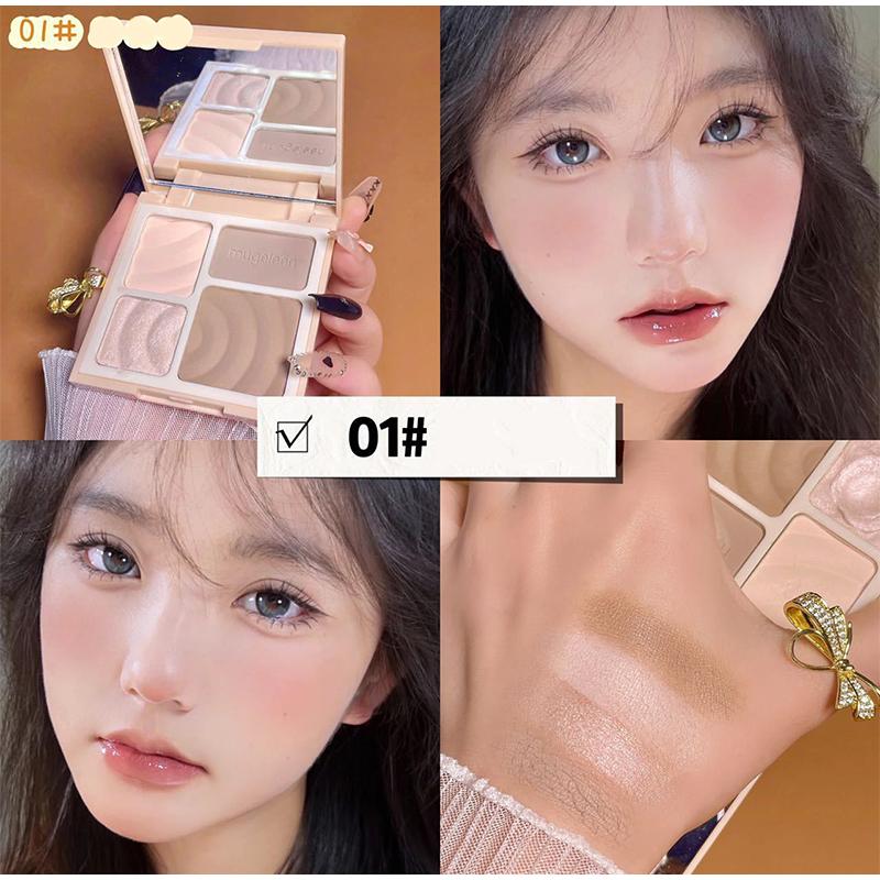 4 Colors Long-Lasting Matte Highlighter Bronzers Palette Face Shading Grooming Powder Makeup 3D Face Contouring Bronzer Cosmetic
