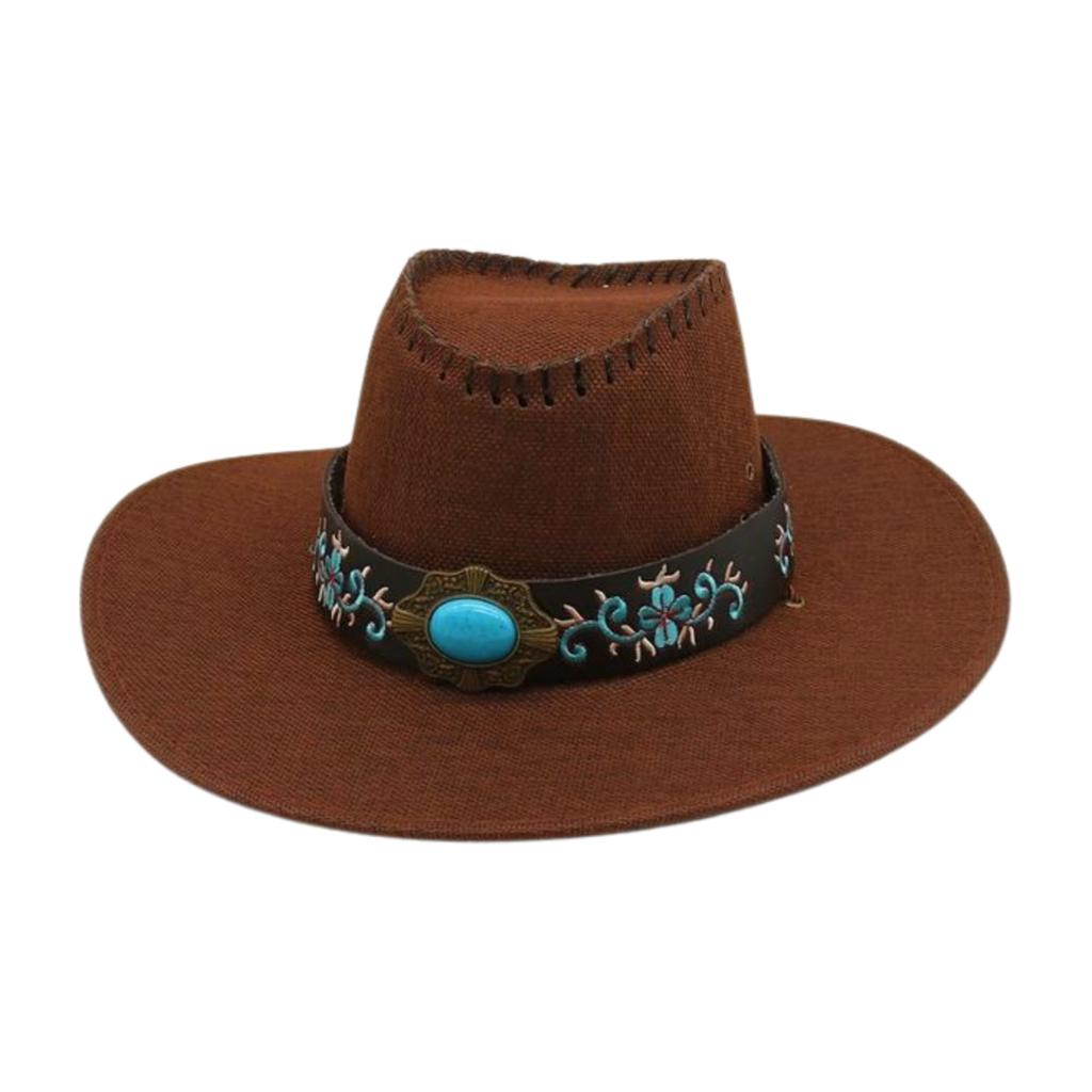 Big Eaves Vacation Sunscreen Sunshade Top Hat Grassland Ethnic Style Embroidery Accessories Riding Hat Denim Hat