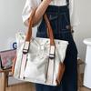 Öğrenci Kitap Çantası Büyük Kapasiteli Kontrast Renkli Çanta Banliyö Omuz Çantası Crossbody Çanta