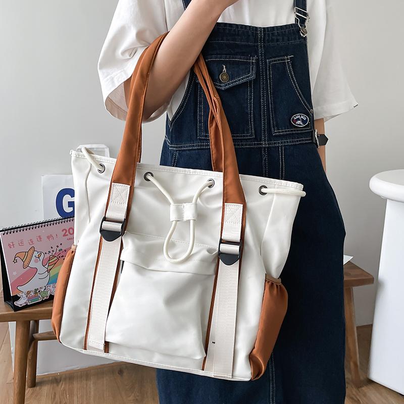 Öğrenci Kitap Çantası Büyük Kapasiteli Kontrast Renkli Çanta Banliyö Omuz Çantası Crossbody Çanta