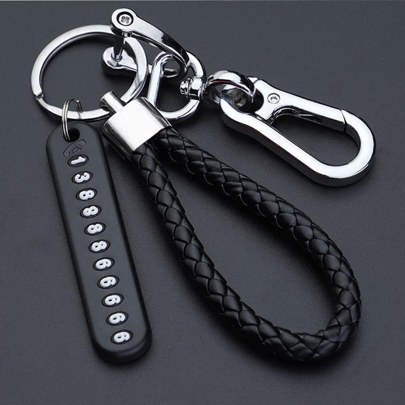 Car Key Chain Anti-lost Key Ring Men's Female Simple Key Lanyard Pendant Mobile Phone Number Plate Keychain Auto Accessories