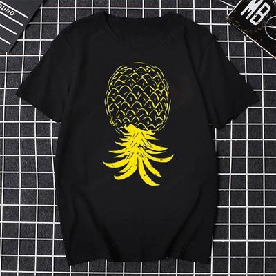 Japan Anime Pineapple Tee Swinging Lifestyle T-Shirts Upside Down Swinger Men Women Tshirts Valentine's Day Tops Casual Tees