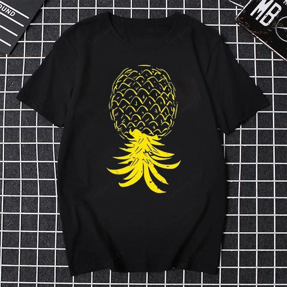 Japan Anime Ananas T-Shirt Swinging Lifestyle T-Shirts Auf dem Kopf stehender Swinger Herren Damen T-Shirts Valentinstag Tops Lässige T-Shirts