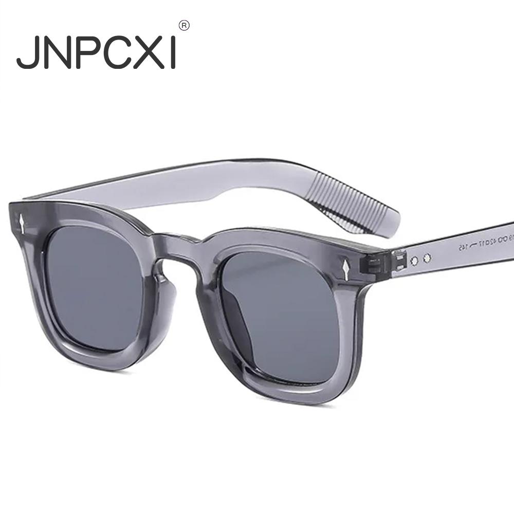 Retro Square Sunglasses Women Rivets Gray Shades UV400 Fashion Men Clear Lens Glasses Frame