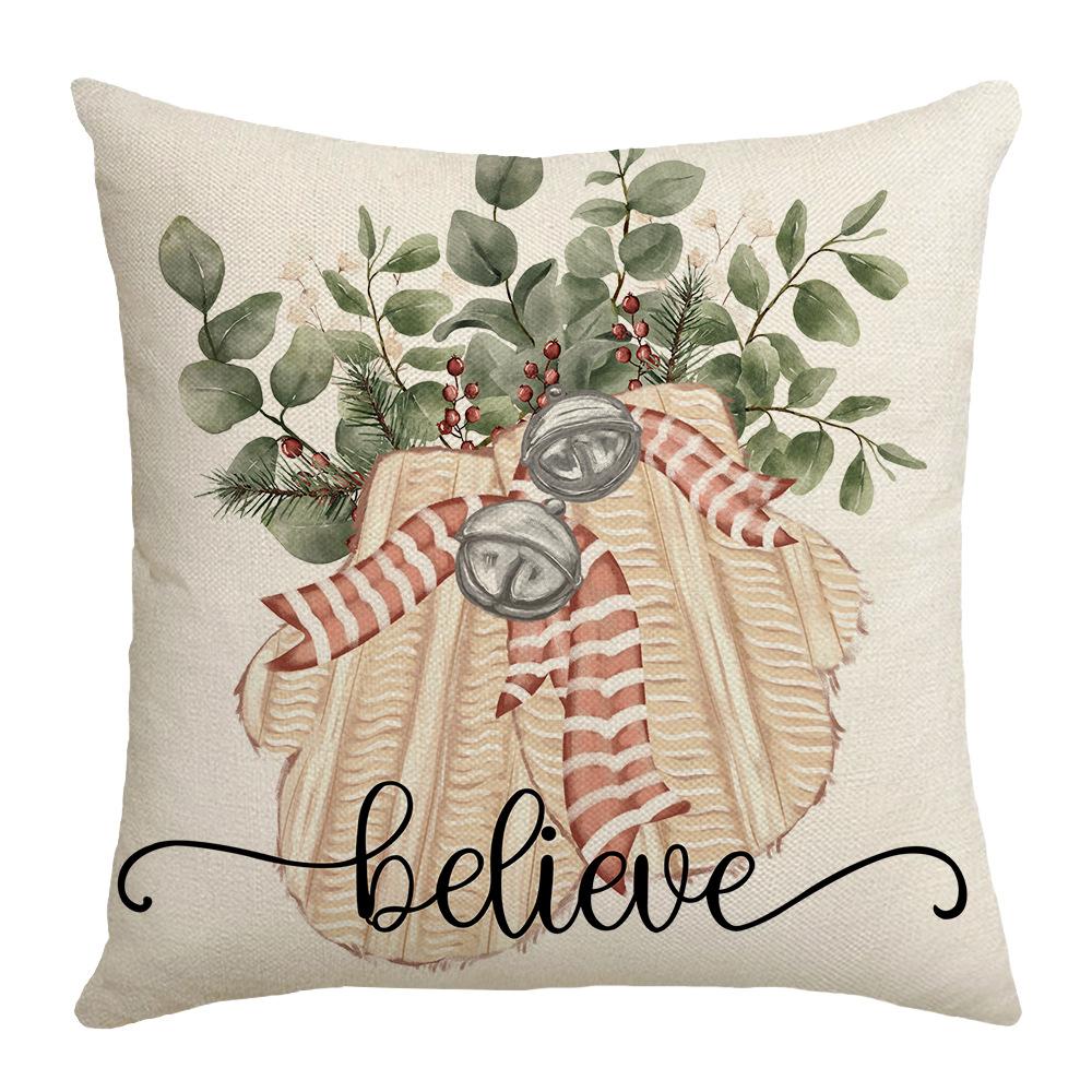 Christmas Atmosphere, Festive and Warm Christmas Tree Decoration, Linen Pillow Case, Home Bedroom Sofa Cushion