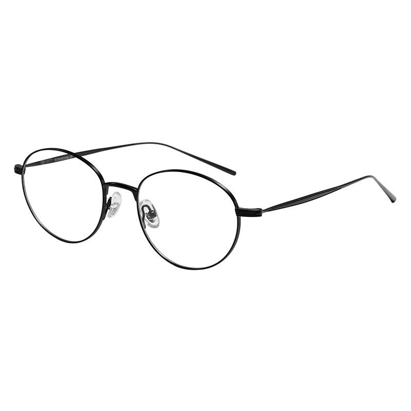 Ultralight Retro Round Titanium Anti-Blue Light Eyeglass Frame for Women, Compatible with Myopia Prescription Lenses.