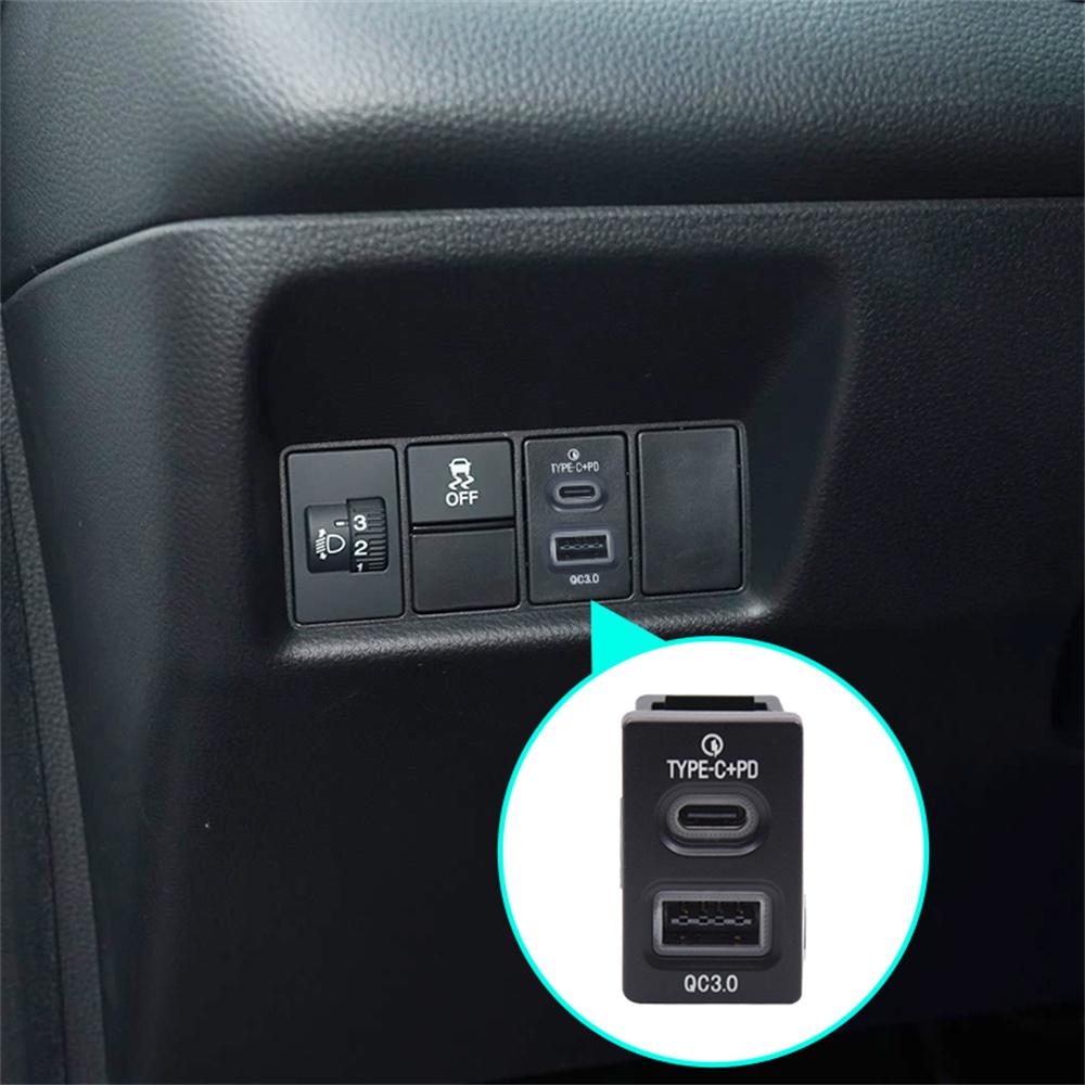 18W Car Charger Type-C+QC3.0 Fast Charging For  Honda Accord Civic City Fit CR-V