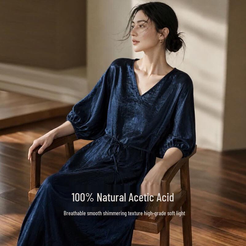 IHIMI 100% Acetate Relaxed A-Line Midi Dress 2XL
