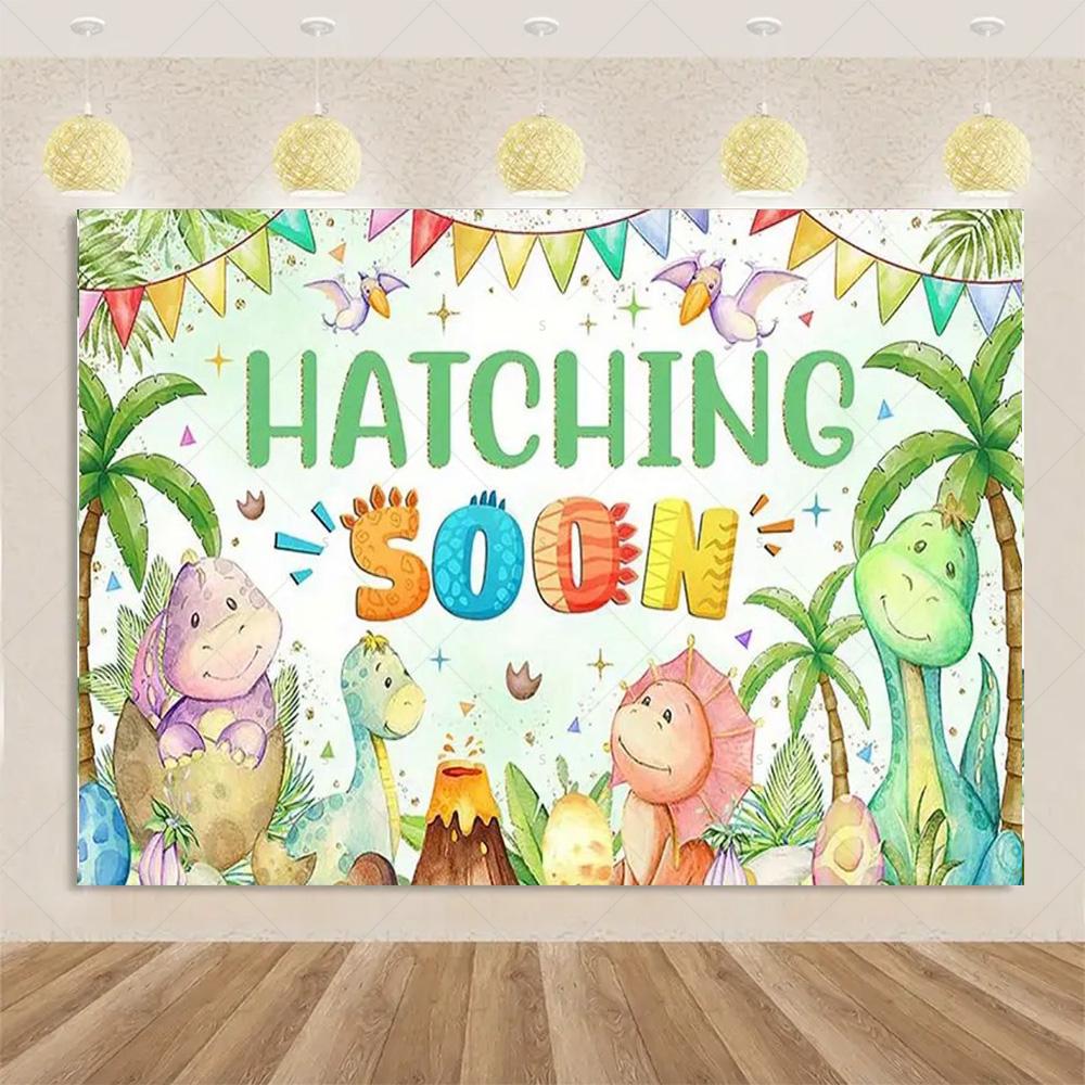 Cartoon Dinosaurier Kindergeburtstagsparty Dekoration Dschungeltier Hintergrundbanner Jurassic World Waldkulisse Für Babyparty