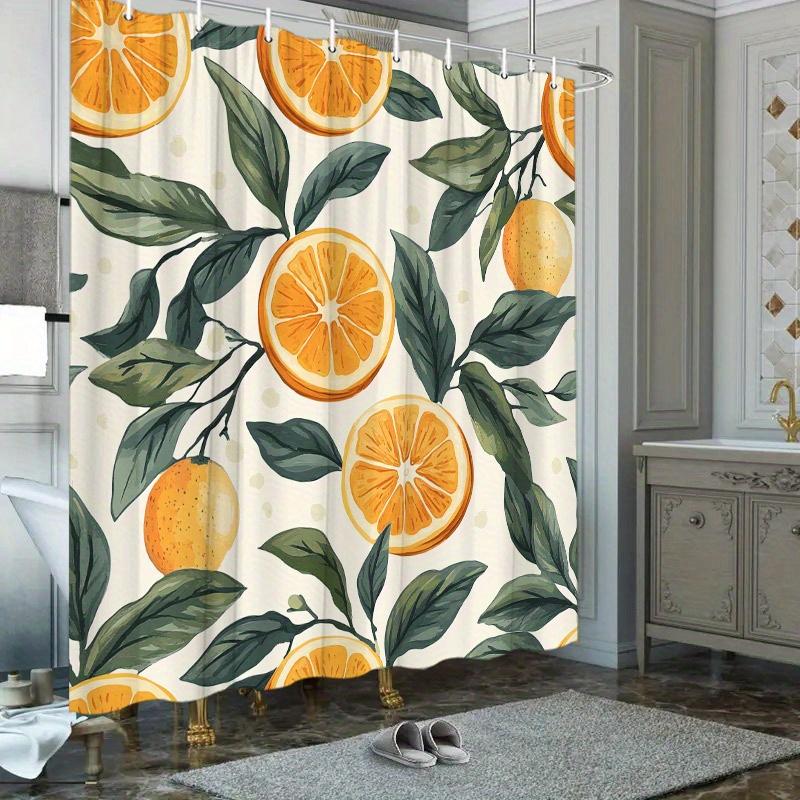 

1Pc Orange Slice Shower Curtain, Polyester, Machine Washable, With Hooks, Light Beige Dots On A Cream Background W60H190(CM)-1 Pcs