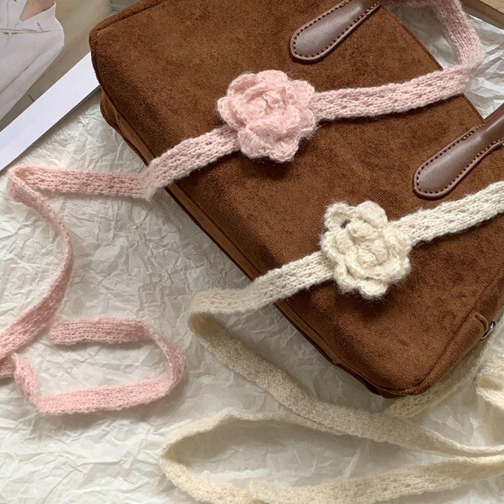 Dressing Decoration Rose Wool Shawl Handmade Crocheted Long Narrow Scarves Knitted Scarf  Outdoor