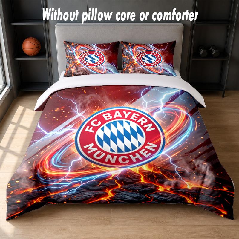 Set Biancheria da Letto Design Bayern Monaco 1 Copripiumino + 2 Federe Morbido Traspirante Biancheria da Letto per la Casa