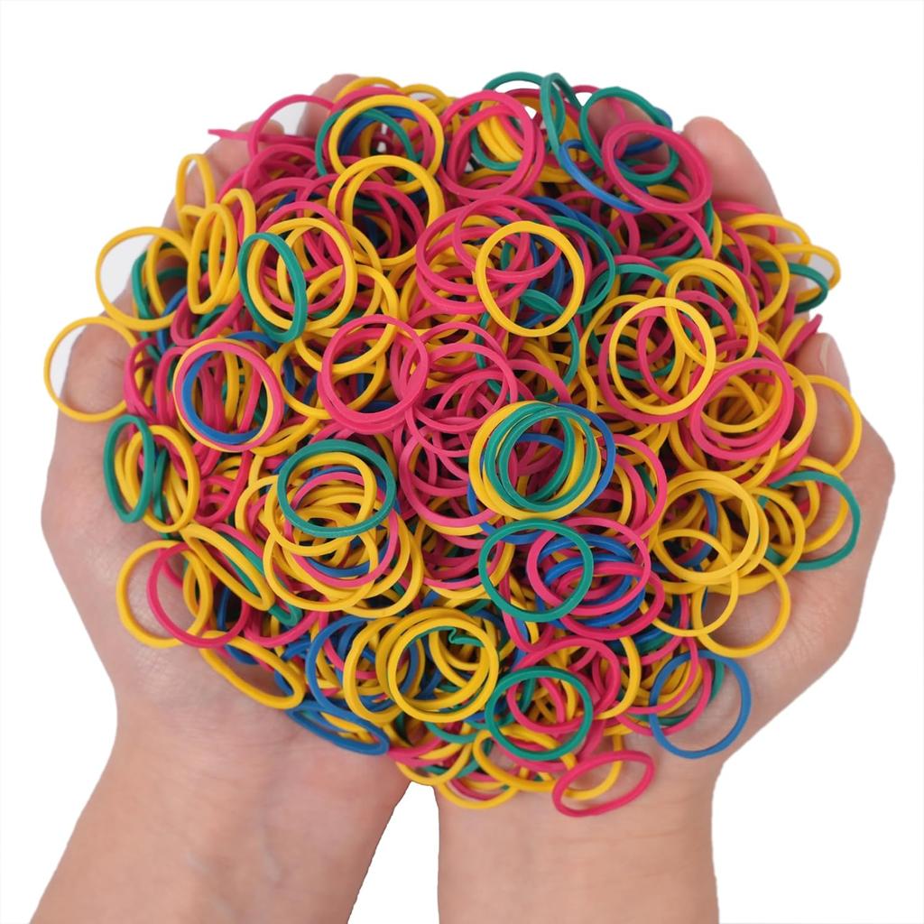 Rubber Bands Small Mini Elastic Band Yellow Blue Green Red 1300pcs Rubber Band 1.2inch Office Supplies Home ide Diameter 0.63in (Multicolour)