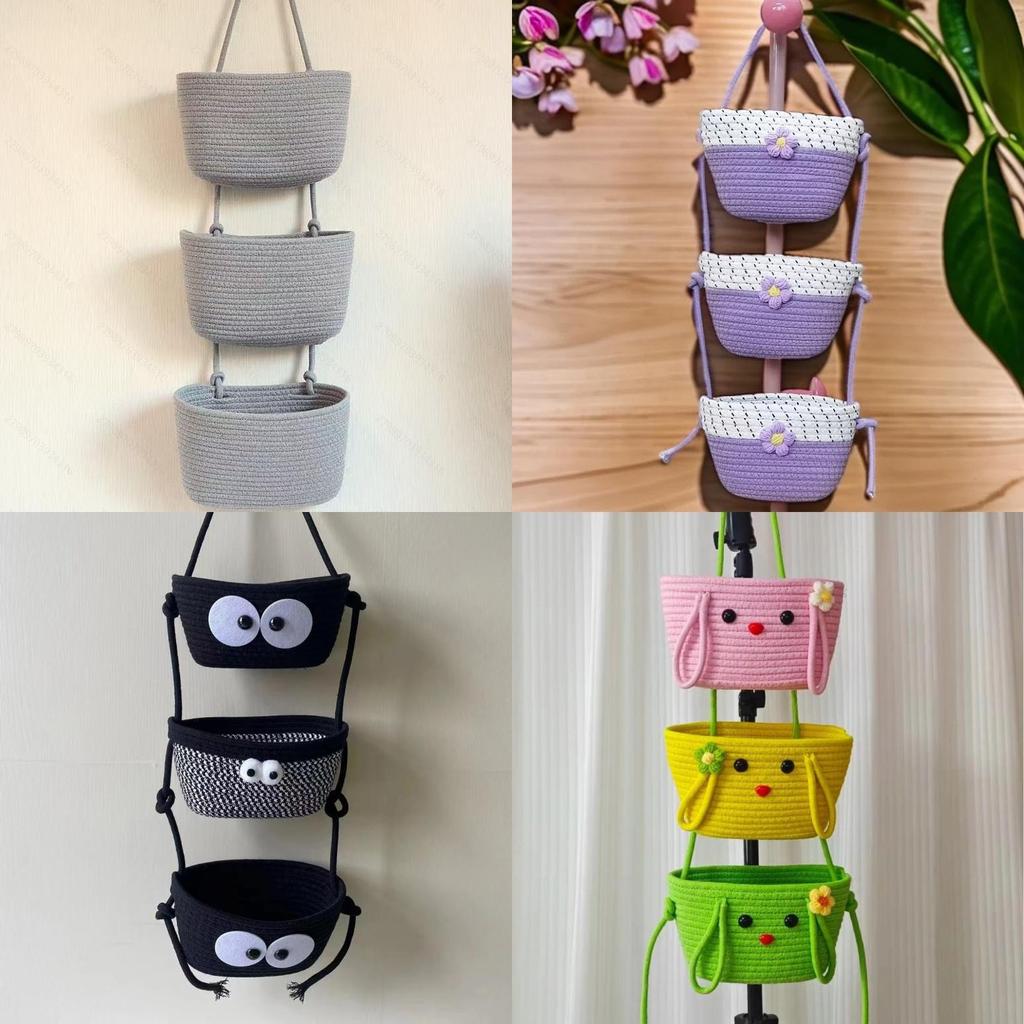Wall Mounted Storage Basket With Cotton Weave For Dorm Room Organization And Household Use