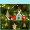 Delightful Wooden Christmas Hanging Decorations Featuring House Star Heart Tree Shapes