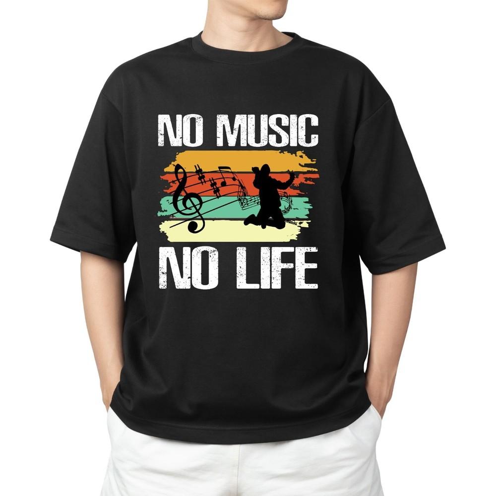 

No Music No Life T-shirt Men s Women s Tops Tees | Music Lover Shirt for Fans & Musicians L