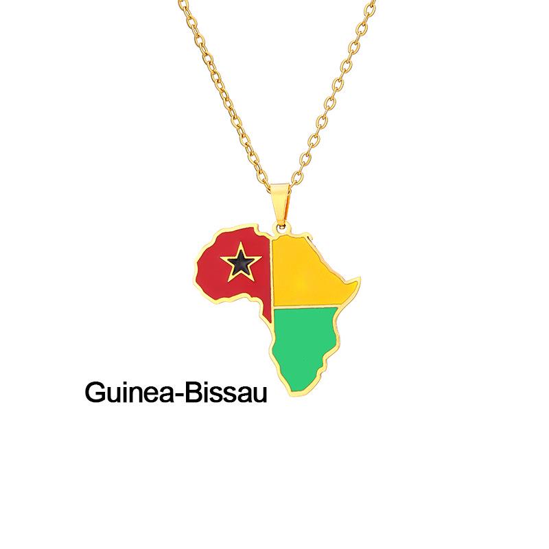 Edelstahl Afrikanische Karte Halskette: Elfenbeinküste, Ruanda, Ägypten, Uganda